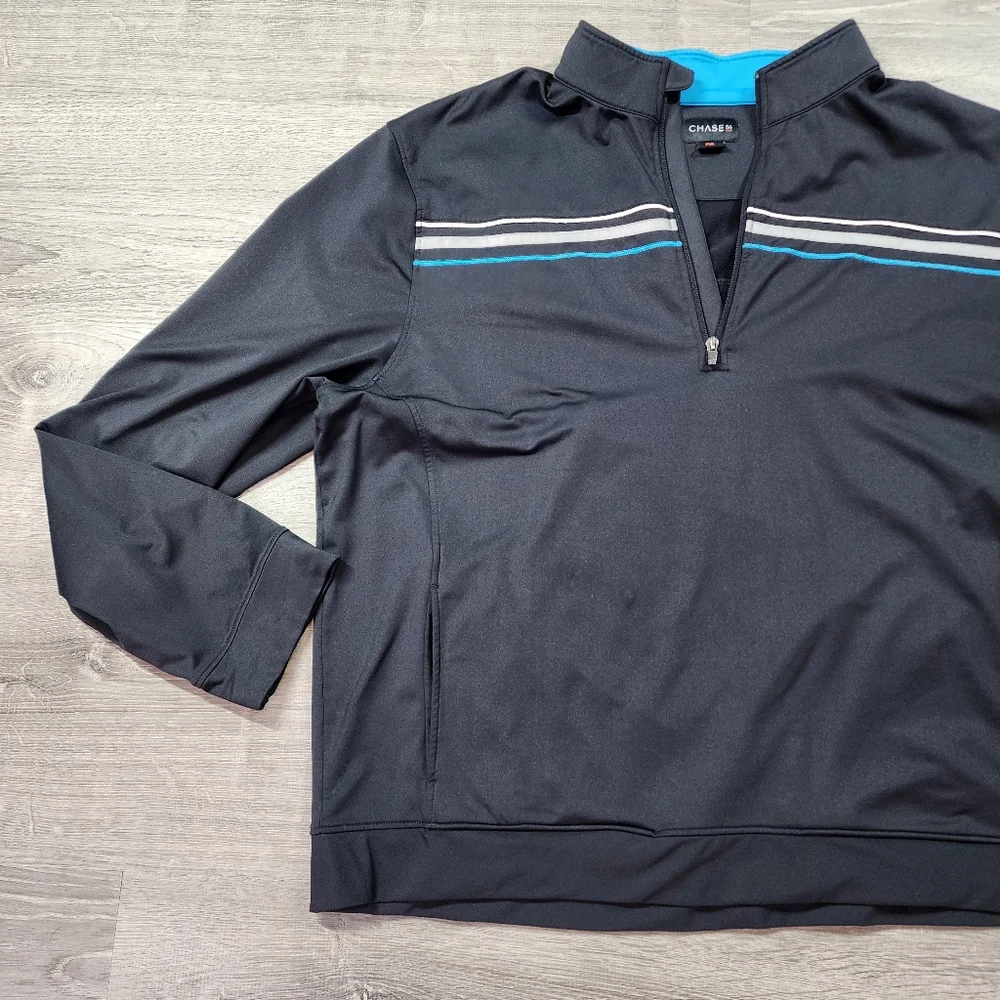 CHASE 54 Pullover Quarter Zip Black Blue Men's 2XL